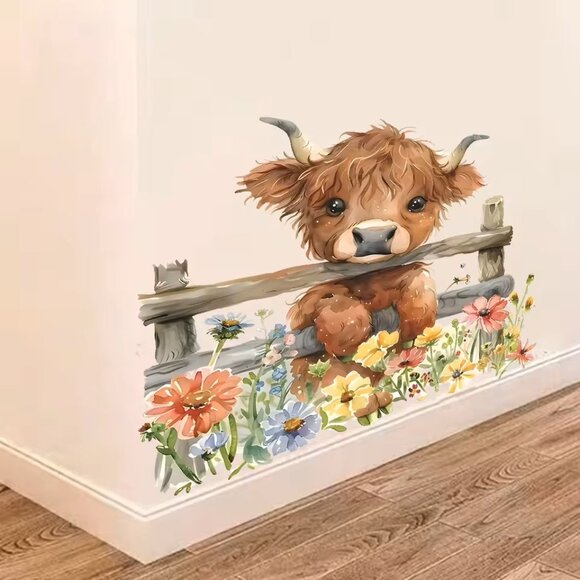 Cute Highland Cow Self-adhesive Wall Decals - Picture 4 of 6
